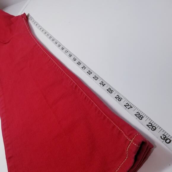 Y2K Chip & Pepper C7P Laguna Beach Flare Red Denim Wide Leg Low Rise - Picture 9 of 13